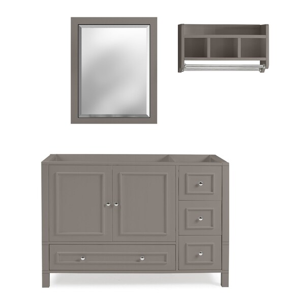 Alaterre Furniture Williamsburg 3pc Wooden Bthrm Vanity Set - 48-in. L Vanity, 30-in. L Mirror, 25-in. Wall Shelf, Gry AVAN480040BB - main